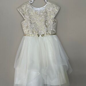 Elegant Gold and Cream Kids Dress